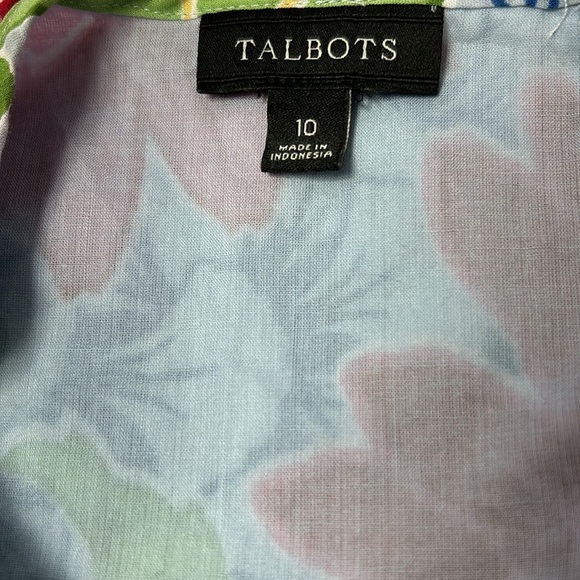 Talbots Multicolor Floral Sleeveless Blouse Lined Keyhole Back Sz10 - Picture 6 of 7